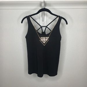 Wet Seal classy gold necklace attached strapy top